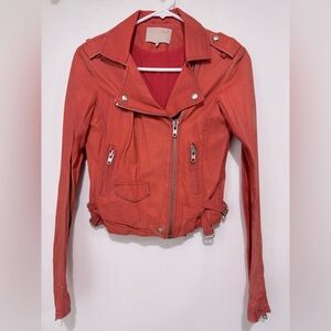 Iro Ashville Leather Jacket Coral Size 0